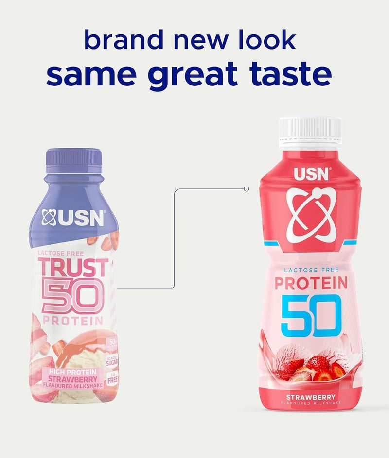 يو إس إن يو اس ان ترست 50 ميلك شيك بروتين بنكهة الفراولة، 500 مل - Image 3